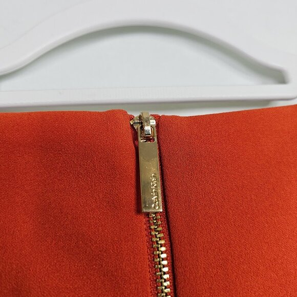 NWT CALVIN KLEIN Faux Wrap Dress ORANGE CLAY size 16 Ruffle Hem Summer Feminine - Picture 11 of 11